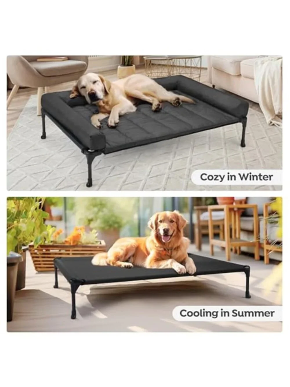 Cooling Elevated Dog Bed Add Removable Waterproof Bolster Cushion Mat